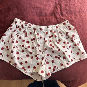 J. Crew White Cotton Shorts with Red Cherry Print